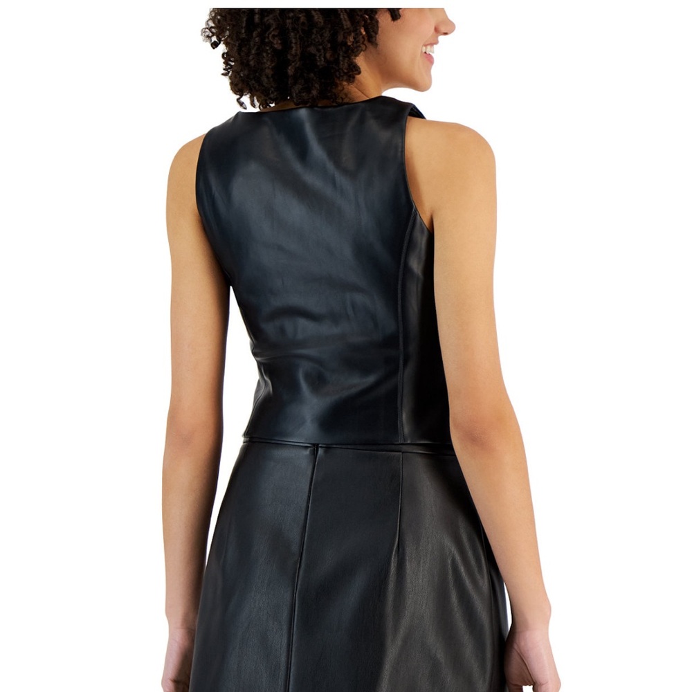 💜Firm Price💜 Bar III button up faux leather tank top - Picture 5 of 11